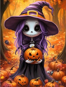 Miwixy Halloween Diamond Art Kit Skull and Pumpkin 5D DIY