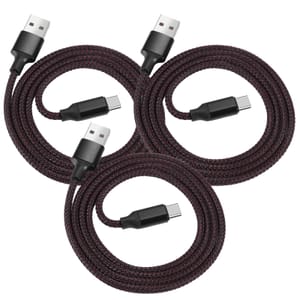 3-Pack USB-a to USB-C Nylon Braided Charging Cable, 6ft