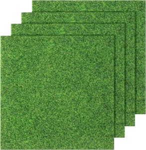 Thrymme 4-Pack Artificial Grass Tiles, 6 X 6 Inches