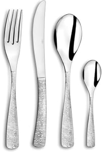 Amefa Ethnic 24-Piece Hammered-Handle Stainless Steel Cutlery Set