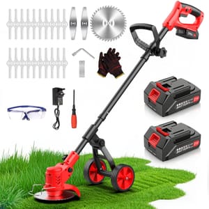 21V Cordless Strimmer, 4-in-1, Detachable Wheels, 2x2.0Ah Battery & Charger
