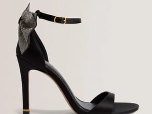 CRIISSY Rhinestone Bow Satin Stiletto Sandals