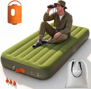iDOO Single XL Camping Bed Air Mattress with Cordless Pump