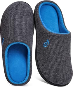 Men's Two-Tone Memory Foam Slipper Dark Gray/Blue UK 10-11