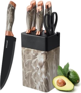 Micocali 6-Piece Stainless Steel Kitchen Knife Set with Block