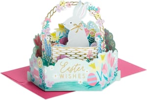 Hallmark: Paper Wonder Easter Card - 3D & Pop-up Easter Basket with Rabbit