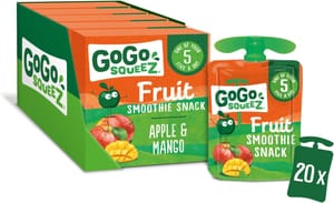 GoGo squeeZ Apple Mango Fruit Pouches, 20x90g, No Added Sugar