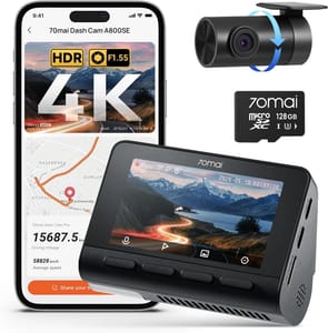 70mai A800SE Dash Cam Front/Rear 4K+1080P, GPS, WiFi, 128GB