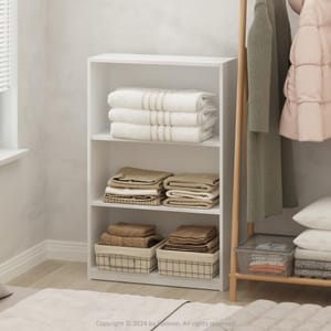 Furinno REED 3-Tier Closet Organizer, Open Shelf, White