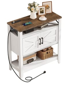 CHOEZON Vintage Console Table, 80x35x85 Cm, White & Walnut