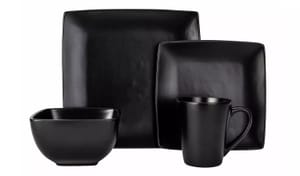 Bosa Square 16 Piece Stoneware Dinner Set - Black