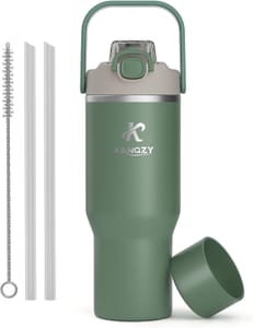 Metal Water Bottle with Straw 1L/32oz Vacuum Insulated Stainless Steel Flask