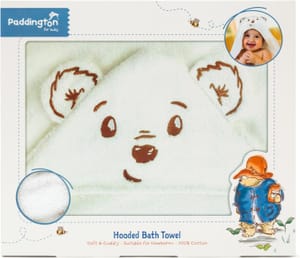 Paddington Baby Hooded Towel, 100% Cotton, Bear Hood, 75x75cm