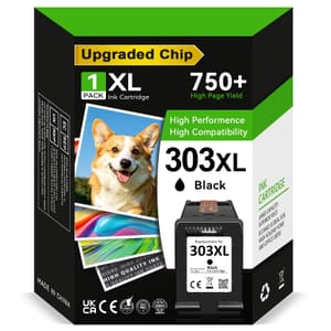 ECOINKO 303XL Black Ink Cartridge 750+ Pages for HP Envy/Tango