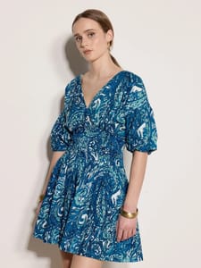 Paisley Bubble Hem Cotton Mini Dress