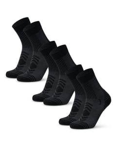 DANISH ENDURANCE Merino Wool Walking Socks, Anti-Blister, 3-Pack, Black, 9-12