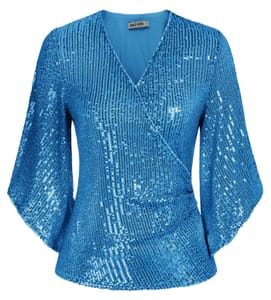 Grace Karin Sequin Tops 3/4 Sleeve Glitter Blouse