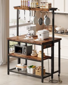 CHOEZON Kitchen Island with Power Outlet, Folding Top, Storage