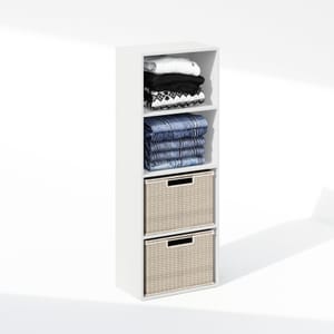 Furinno REED 4-Tier Closet Organizer, Open Shelf Storage, White