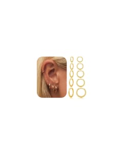 Geveay Gold Hoop Earrings for Women, Small, Stacked