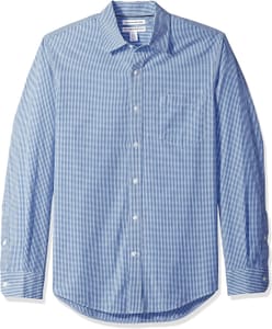 Amazon Essentials Men's Slim-Fit Long-Sleeve Poplin Shirt, Blue Gingham