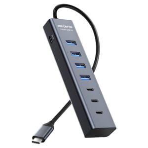 ABFCRTTW USB-C 7-Port Hub, Aluminium Multiport Adapter