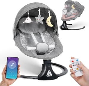Cordless Baby Swing Chair with Bluetooth Remote, 5-Speed, 12 Lullabies