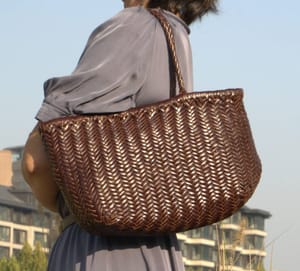 Handmade Woven Genuine Leather Tote Shopping Bag