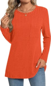 Bestbee Ladies Fall Long Sleeve Tunic Sweater Top, 3XL, Orange