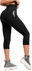 Walifrey High Waisted Capri Leggings with Pockets