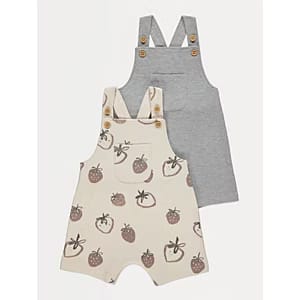Neutral Strawberry Dungarees 2 Pack