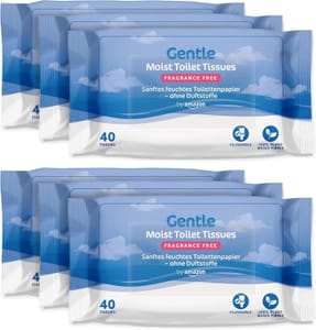 6 Packs by Amazon Gentle Moist Toilet Tissues, 240 Total (£2.79/£2.63 S&S)