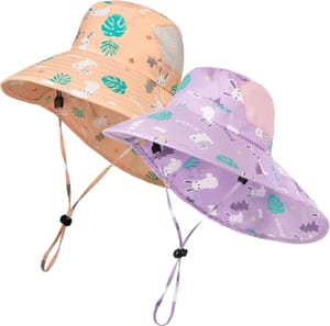 2-Pack Kids Sun Hat with Neck Flap Purple/Orange