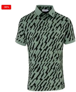 J Lindeberg Tour Tech Print Golf Polo Shirt Green