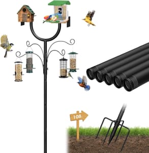 MQHUAYU Adjustable Bird Feeder Pole with Stake & Hooks