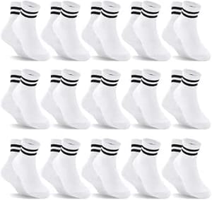 DECOVICI Kids Non-Slip Grip Socks, 15 Pairs, 5-7Y White