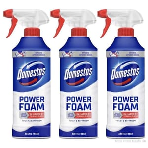 3x450ml Domestos Power Foam Arctic Fresh Toilet & Bathroom Cleaner (£4.68/£4.08)