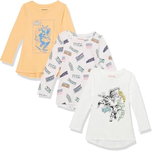 Amazon Essentials Disney Marvel Girls' 3-Pack Long-Sleeve Tunics (6-7 Years)