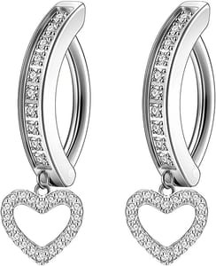 AllerPierce Clicker Belly Button Rings 14G Silver Stainless Heart CZ