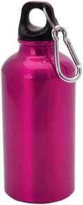 Aluminium Water Bottle with Screw Cap and Carabiner, 400ml (Fuchsia)