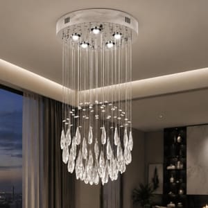 Vertical Teardrop Waterfall Crystal Chandelier, 80cm Tall for High Ceilings
