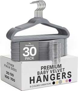 Utopia Home Velvet Hangers for Kids, Pack of 30, Grey