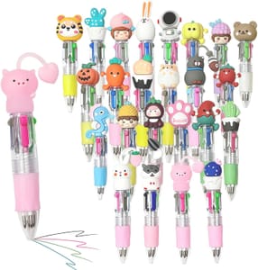 24-Pack Mini 4-Colour Retractable Ballpoint Pens