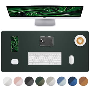 Leather Desk Mat, Non-Slip, Waterproof, 90x43 Cm, Dark Green