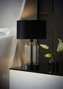 ValueLights Jessy Glass Table Lamp Black Velvet Shade