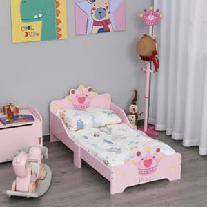 HOMCOM Toddler Bed with Safety Side Rails, Pink, 3-6 Yrs