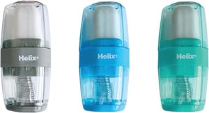 Helix Duo Pencil Sharpener with Eraser, Soft-Touch, Assorted Colors - £0.95 S&S