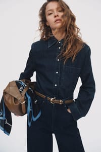 Shoulder-Pad Denim Shirt
