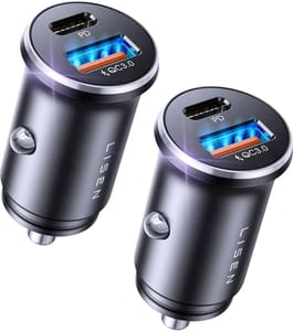 LISEN 12V Car Charger USB Adapter 2 Pack 69W