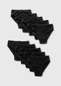 10 Pack Girls Black Knickers (2-13yrs)